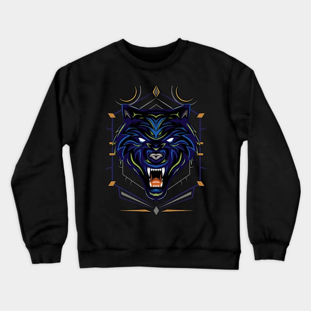 Head Wolf Illustration Crewneck Sweatshirt by AGORA studio